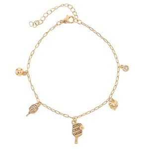 Pickleball Pave 5 Charm Bracelet